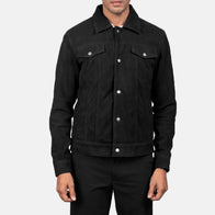 Stallon Black Suede Trucker Jacket by Dash Racegear - men Jacket view 4