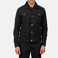 Stallon Black Suede Trucker Jacket by Dash Racegear - men Jacket view 4