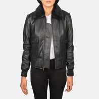 Stella G-1 Black Leather Bomber Jacket by Dash Racegear - women Jacket view 1