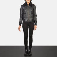 Stella G-1 Black Leather Bomber Jacket by Dash Racegear - women Jacket view 3
