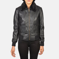 Stella G-1 Black Leather Bomber Jacket by Dash Racegear - women Jacket view 4