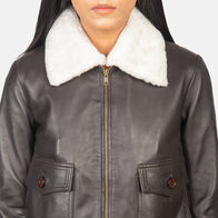 Stella G-1 Brown Leather Bomber Jacket by Dash Racegear - women Jacket view 6