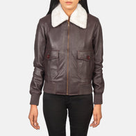 Stella G-1 Maroon Leather Bomber Jacket by Dash Racegear - women Jacket view 4