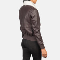 Stella G-1 Maroon Leather Bomber Jacket by Dash Racegear - women Jacket view 5