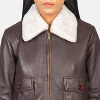 Stella G-1 Maroon Leather Bomber Jacket by Dash Racegear - women Jacket view 6