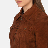 Suzy Brown Suede Trucker Jacket by Dash Racegear - women Jacket view 3