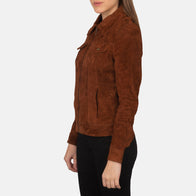 Suzy Brown Suede Trucker Jacket by Dash Racegear - women Jacket view 5