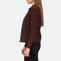 Suzy Mocha Suede Trucker Jacket by Dash Racegear - women Jacket view 3