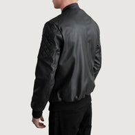 Sven Black Leather Bomber Jacket by Dash Racegear - men Jacket view 6