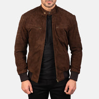 Sven Mocha Suede Bomber Jacket by Dash Racegear - men Jacket view 1