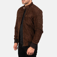 Sven Mocha Suede Bomber Jacket by Dash Racegear - men Jacket view 2
