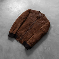 Sven Mocha Suede Bomber Jacket by Dash Racegear - men Jacket view 7