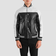 Terrance Black & White Leather Varsity Jacket by Dash Racegear - men Jacket view 4