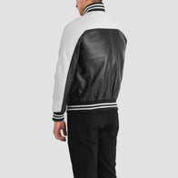 Terrance Black & White Leather Varsity Jacket by Dash Racegear - men Jacket view 5