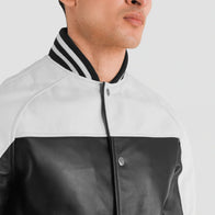 Terrance Black & White Leather Varsity Jacket by Dash Racegear - men Jacket view 6