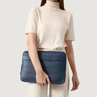 The Baxter Midnight Blue Leather Laptop Sleeve by Dash Racegear - unisex Leather Bag view 8