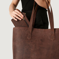 The Bianca Vintage Distressed Brown Leather Tote Bag by Dash Racegear - women Leather Bag view 10