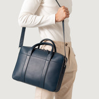 The Captain Midnight Blue Leather Briefcase by Dash Racegear - men Leather Bag view 5