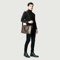 The Captain Vintage Brown Leather Briefcase by Dash Racegear - men Leather Bag view 2