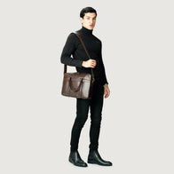 The Captain Vintage Brown Leather Briefcase by Dash Racegear - men Leather Bag view 2