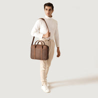 The Captain Vintage Distressed Brown Leather Briefcase by Dash Racegear - men Leather Bag view 9