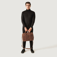 The Captain Vintage Tan Brown Leather Briefcase by Dash Racegear - men Leather Bag view 2
