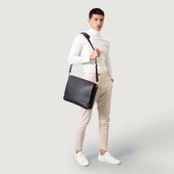 The Carismatico Black Leather Messenger Bag by Dash Racegear - men Leather Bag view 2