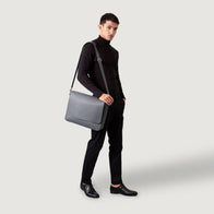 The Carismatico Grey Leather Messenger Bag by Dash Racegear - men Leather Bag view 2