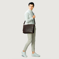 The Carismatico Vintage Brown Leather Messenger Bag by Dash Racegear - unisex Leather Bag view 2