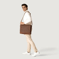 The Carismatico Vintage Tan Brown Leather Messenger Bag by Dash Racegear - men Leather Bag view 2