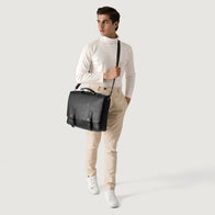 The Cristoph Black Leather Messenger Bag by Dash Racegear - men Leather Bag view 2