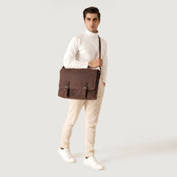 The Cristoph Vintage Distressed Brown Leather Messenger Bag by Dash Racegear - men Leather Bag view 2