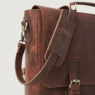 The Cristoph Vintage Distressed Brown Leather Messenger Bag by Dash Racegear - men Leather Bag view 6