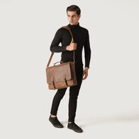 The Cristoph Vintage Tan Leather Messenger Bag by Dash Racegear - men Leather Bag view 2