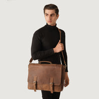 The Cristoph Vintage Tan Leather Messenger Bag by Dash Racegear - men Leather Bag view 8