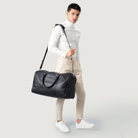 The Darrio Black Leather Duffle Bag by Dash Racegear - unisex Leather Bag view 2