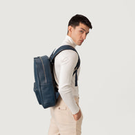 The Philos Midnight Blue Leather Backpack by Dash Racegear - unisex Leather Bag view 9