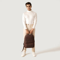 The Philos Vintage Distressed Brown Leather Backpack by Dash Racegear - women Leather Bag view 2