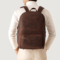 The Philos Vintage Distressed Brown Leather Backpack by Dash Racegear - women Leather Bag view 6