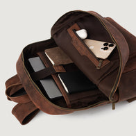 The Philos Vintage Distressed Brown Leather Backpack by Dash Racegear - women Leather Bag view 7