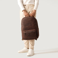 The Philos Vintage Distressed Brown Leather Backpack by Dash Racegear - women Leather Bag view 9