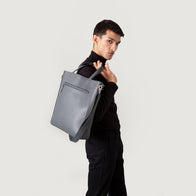 The Poet Grey Leather Tote Bag by Dash Racegear - unisex Leather Bag view 5