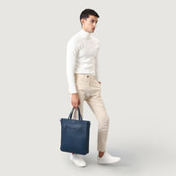 The Poet Midnight Blue Leather Tote Bag by Dash Racegear - unisex Leather Bag view 9