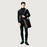 The Poet Vintage Brown Leather Tote Bag by Dash Racegear - men Leather Bag view 5