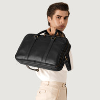 The Preston Black Leather Briefcase by Dash Racegear - men Leather Bag view 8