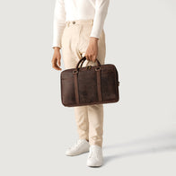 The Preston Vintage Distressed Brown Leather Briefcase by Dash Racegear - women Leather Bag view 9