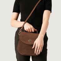The Sandra Vintage Tan Leather Saddle Bag by Dash Racegear - women Leather Bag view 4
