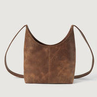 The Stefani Vintage Tan Brown Leather Hobo Bag by Dash Racegear - unisex Leather Bag view 3