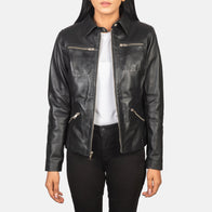 Tomachi Black Leather Jacket by Dash Racegear - women Jacket view 1