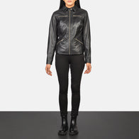 Tomachi Black Leather Jacket by Dash Racegear - women Jacket view 3